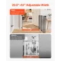 Baby Gate, 29.5-43 Inches Adjustable Width, 28 Inches High Dog Gate, No Threshold Bar, Easy Step Walk Thru, for Child Pet Securi
