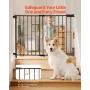 Baby Gate, 29.5-43 Inches Adjustable Width, 28 Inches High Dog Gate, No Threshold Bar, Easy Step Walk Thru, for Child Pet Securi