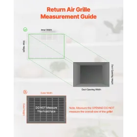 Returluftfiltergitter passer W30 x H20 tommer kanal åbning af luftventilationsdækslet