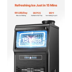 Kommerciel isproducent fritstående skabsmaskine 90 kg/24 timer 36 isterninger