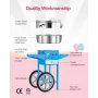 Electric Cotton Candy Machine with Cart, 1000W Commercial Candy Floss Maker with 52cm Stainless Steel Bowl, Sugar Scoop, and Dra