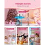 Electric Cotton Candy Machine with Cart, 1000W Commercial Candy Floss Maker with 52cm Stainless Steel Bowl, Sugar Scoop, and Dra