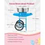 Electric Cotton Candy Machine with Cart, 1000W Commercial Candy Floss Maker with 52cm Stainless Steel Bowl, Sugar Scoop, and Dra