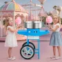 Electric Cotton Candy Machine with Cart, 1000W Commercial Candy Floss Maker with 52cm Stainless Steel Bowl, Sugar Scoop, and Dra