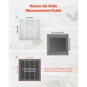 Return Air Filter Grille Fits W20 x H20 In Duct Opening Air Vent Cover