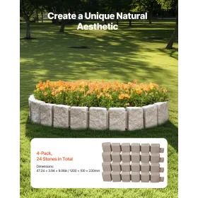 Fake Stone Landscape Edging 47.2 x 9 in Lawn Edging Fade-Resistant