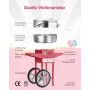 Electric Cotton Candy Machine with Cart, 1000W Commercial Candy Floss Maker with 52cm Stainless Steel Bowl, Sugar Scoop, and Dra