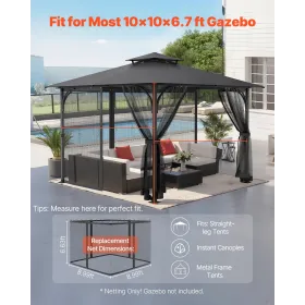 Udskiftning Mesh Gazebo Netting Screen til 10x10x 6,7 ft Patio