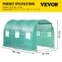 Walk-in tunnel drivhus, 12 x 7 x 7 ft bærbart plante hot hus m/