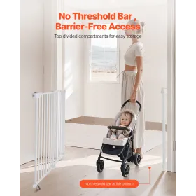 Babyport 29,5-43 tommer Justerbar bredde 28 tommer høj hundeport hvid