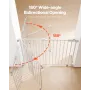 Baby Gate, 29.5-43 Inches Adjustable Width, 28 Inches High Dog Gate, No Threshold Bar, Easy Step Walk Thru, for Child Pet Securi