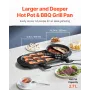 Varm gryde med grill 2200W 2-i-1 elektrisk røgfri grill og varm