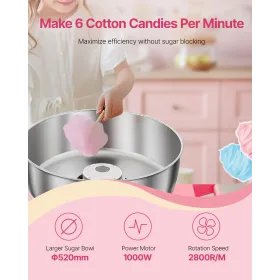 Commercial Cotton Candy Machine with Cart Sugar Floss Maker 1000W Party