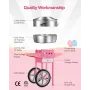 Electric Cotton Candy Machine with Cart, 1000W Commercial Candy Floss Maker with 52cm in Stainless Steel Bowl, Sugar Scoop, and 