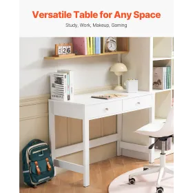 Lille skrivebord med skuffer børnebord til soveværelse enkel studiebord hvidt