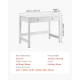 Small Desk with Drawers, Kids Desk for Bedroom, Modern Simple Study Table for Drawing, Reading, Writing, Rectangle MDF Furniture