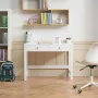 Small Desk with Drawers, Kids Desk for Bedroom, Modern Simple Study Table for Drawing, Reading, Writing, Rectangle MDF Furniture