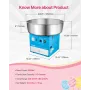 Electric Cotton Candy Machine, 1000W Commercial Candy Floss Maker with 52cm in Stainless Steel Bowl, Sugar Scoop, and Drawer, Ea
