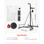 2 in 1 Punching Bag Stand, Steel Heavy Duty Workout Equipment, Adjustable Height Boxing Punching Bag and Speed Bag Stand, Freest