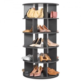5-Tier Rotating Shoe Rack Tower 360Â° Spinning Shoe Display Carousel Black