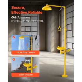 Emergency Shower Eye Wash Station Combination OSHA-Approved Eyewash Unit