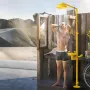 Emergency Shower Eye Wash Station, 870x400x2330 mm 304 Stainless Steel Eyewash and Shower Combination, OSHA-Approved First Aid E