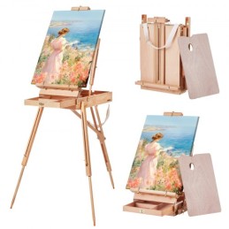French Easel Hold Canvas to 34" Beechwood Foldable Sketchbox Easel Drawer
