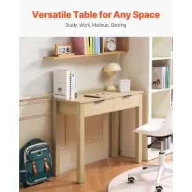 Small Desk with Drawer Kids Desk for Bedroom Simple Study Table Light Wood