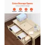 Small Desk with Drawers, Kids Desk for Bedroom, Modern Simple Study Table for Drawing, Reading, Writing, Rectangle MDF Furniture