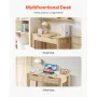 Small Desk with Drawers, Kids Desk for Bedroom, Modern Simple Study Table for Drawing, Reading, Writing, Rectangle MDF Furniture