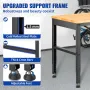Workbench Adjustable Height, 183 x 64 cm Garage Table with 72 – 97 cm Heights & 900KG Load Capacity, with Power Outlets & Hardwo
