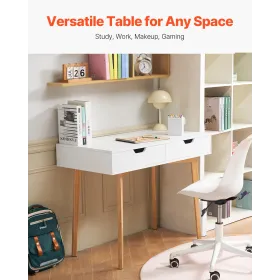 Small Desk with Drawer Kids Desk for Bedroom Wooden Study Table White+Wood