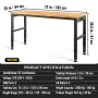 Arbejdsbænk justerbar højde, 183 x 64 cm garagebord m/ 72 â €
