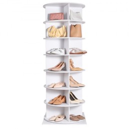 7-Tier Rotating Shoe Rack Tower 360Â°Spinning Shoe Display with Base Black
