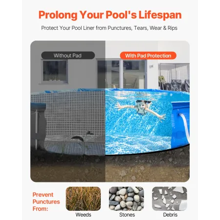 12ft rund poolforingspude til overjordisk pools kraftig