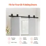 Bi-Folding Sliding Barn Door Hardware Track Kit, 60" Top Mount Track Kit, Slide Smoothly & Quietly, Heavy Duty, Easy to Install,