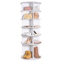 6-Tier Rotating Shoe Rack Tower 360Â° Spinning Shoe Display Carousel White