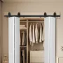 Bi-Folding Sliding Barn Door Hardware Track Kit, 60" Top Mount Track Kit, Slide Smoothly & Quietly, Heavy Duty, Easy to Install,