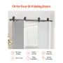 Bi-Folding Sliding Barn Door Hardware Track Kit, 76" Top Mount Track Kit, Slide Smoothly & Quietly, Heavy Duty, Easy to Install,