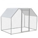 Metal Chicken Coop, 9,5'x6,5'x6 'Stor walk-in hønehus med dækning, galvaniseret stål fjerkræforlængelse med låsbar dør,