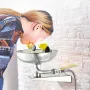 Emergency Eye Wash Station, Stainless Steel Wall-Mounted Eyewash Unit, First Aid Eye Wash Sink 410x330x240 mm, Ideal for Laborat