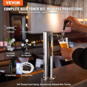 Single Tap Kegerator Tower Kit Kegerator Beer Tower & A-System Keg Coupler