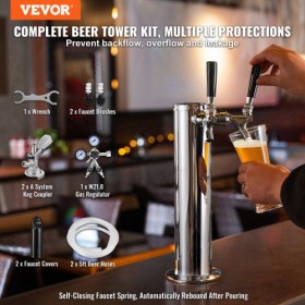 Dual Taps Kegerator Tower Kit Kegerator Beer Tower & A-System Keg Coupler