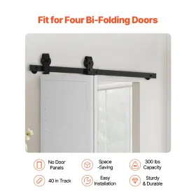 Bi-folding glidende stalddør hardware spor kit 40 "til to 18" døre