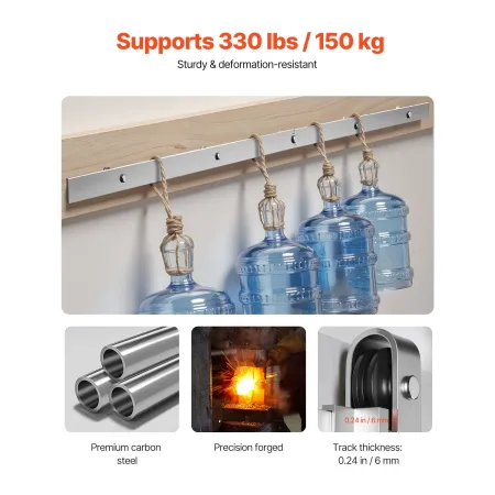 5FT Sliding Barn Door Hardware Kit, 330 LBS Weight Capacity, Compatible with 30 Inches Max Width & 1-3/8 to 1-3/4 Inches Thickne