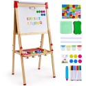 3-i-1 Kids Art Easel-dobbeltsidet træ magnetisk tavle tavle