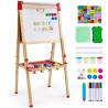 3-i-1 Kids Art Easel-dobbeltsidet træ magnetisk tavle tavle