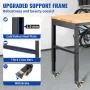 Workbench Adjustable Height, 155 x 51 cm Garage Table with 80 – 105 cm Heights & 720KG Capacity, with Power Outlets & Hardwood T