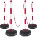Plastic Stanchion, 4pcs Chain Stanchion, Plastic Stanchion Kit w/ 4.5ft Chain 8 S-Hooks, PE Plastic White Stanchion for