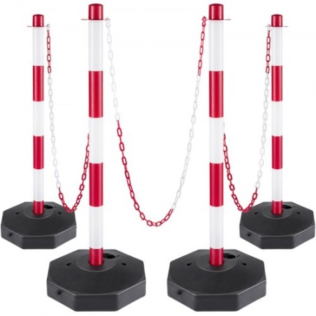 Plastic Stanchion, 4pcs Chain Stanchion, Plastic Stanchion Kit w/ 4.5ft Chain 8 S-Hooks, PE Plastic White Stanchion for